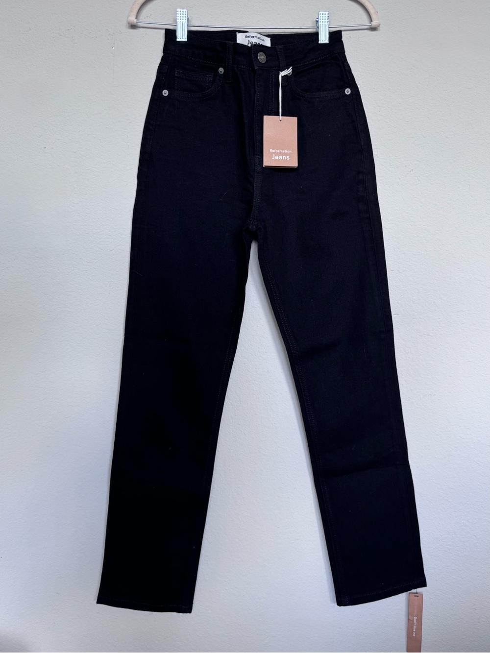 Reformation NWT Liza Ultra High Rise Slim Straight Cropped Jeans Black Size 25
